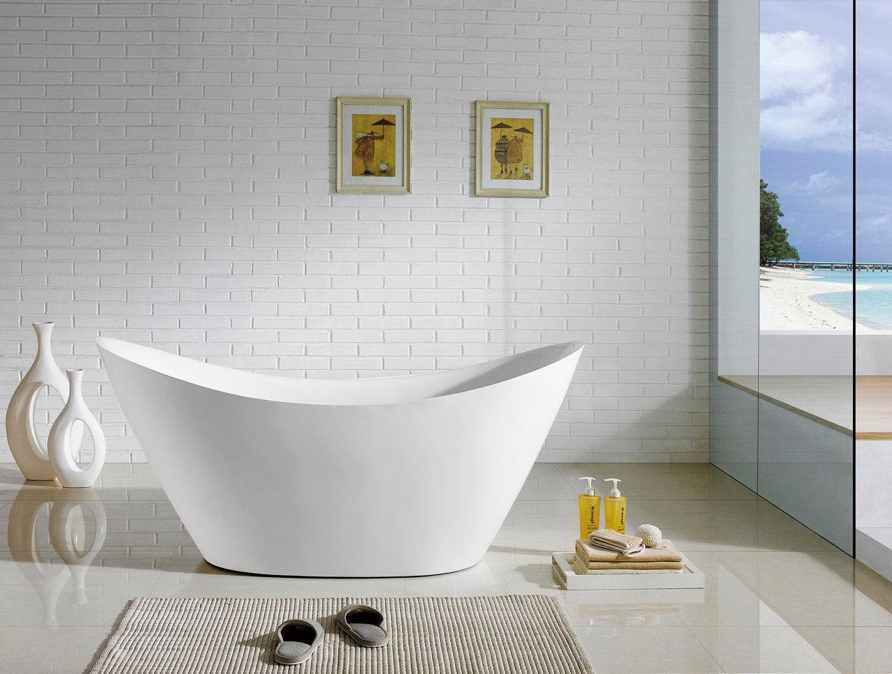 Kube Luna 67.75" x 28.38" x 29" Free Standing Bathtub - Renoz