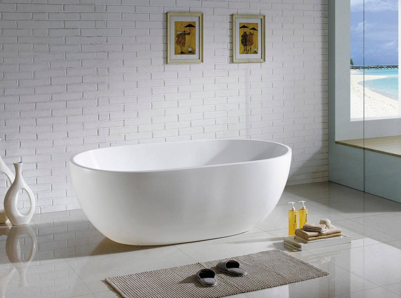 Kube Bath Vernice 66.5" x 31.7" x 21.6" Free Standing Bathtub - Renoz