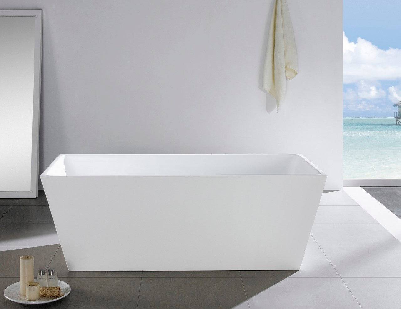 Kube Bath Squadra Free Standing Bathtub Collection in 59" 63" and 67" - Renoz