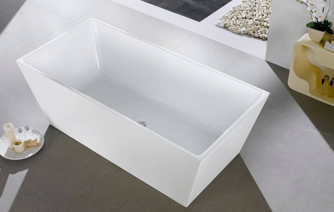 Kube Bath Squadra Free Standing Bathtub Collection in 59" 63" and 67" - Renoz