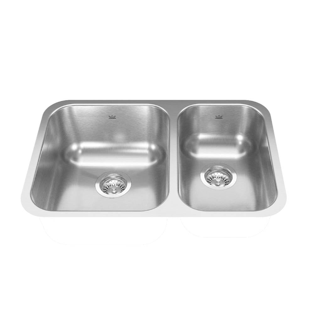 Kindred Reginox 26.88" x 17.75" Undermount Double Bowl Stainless Steel Kitchen Sink - Renoz