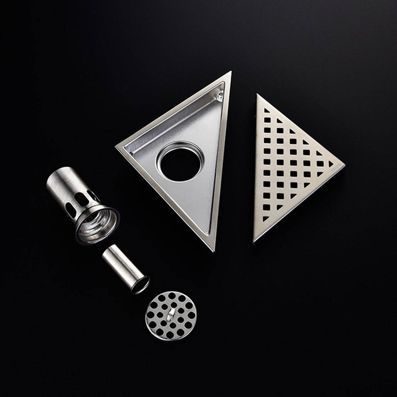 Kube Bath 6.5" Triangle Stainless Steel Pixel Grate Shower Drain – Chrome - Renoz