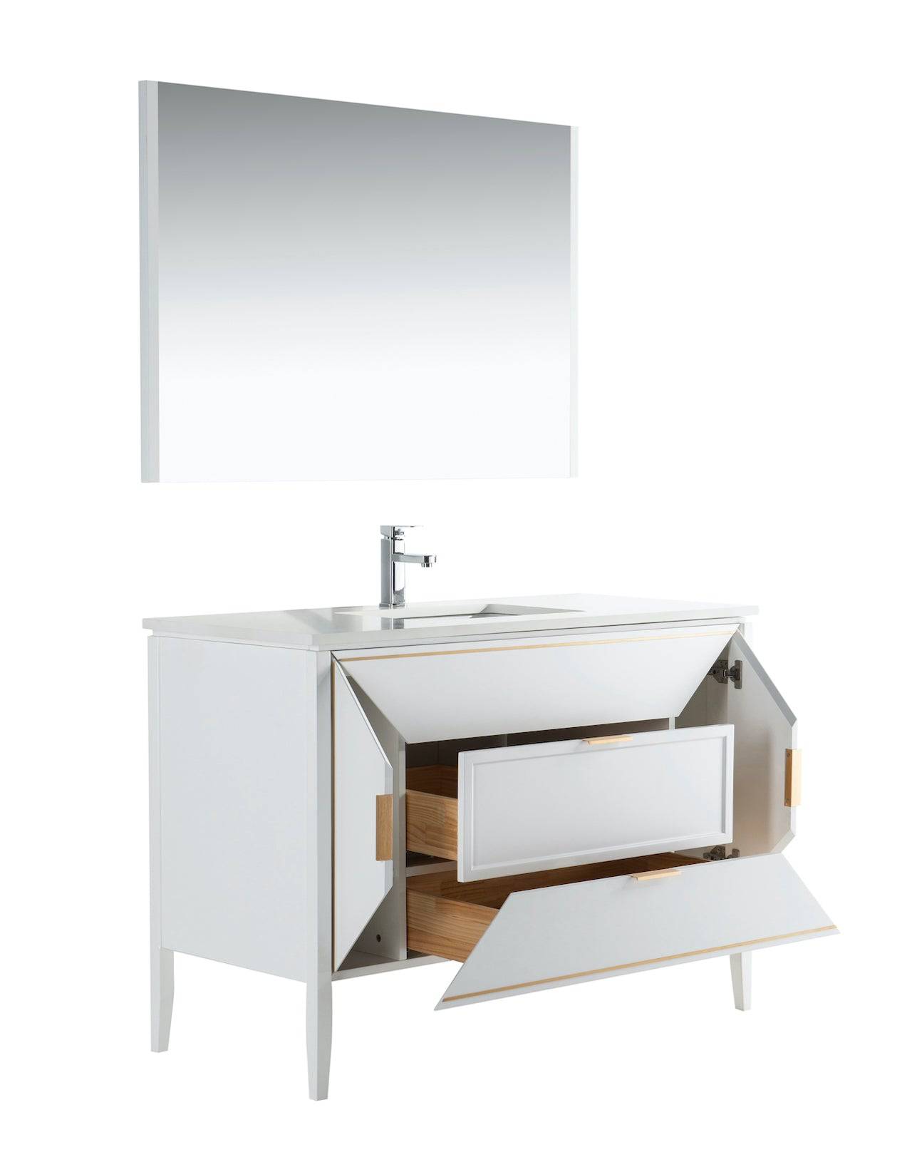 Kube Bath Vetro 48" Single Sink Floor Mount Bathroom Vanity With Quartz Countertop and Backsplash KV8848 - Renoz