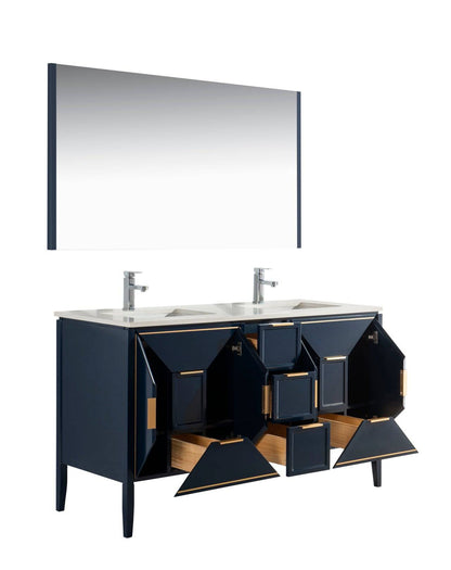 Kube Bath Vetro 60" Double Sink Floor Mount Bathroom Vanity With Quartz Countertop and Backsplash KV8860 - Renoz