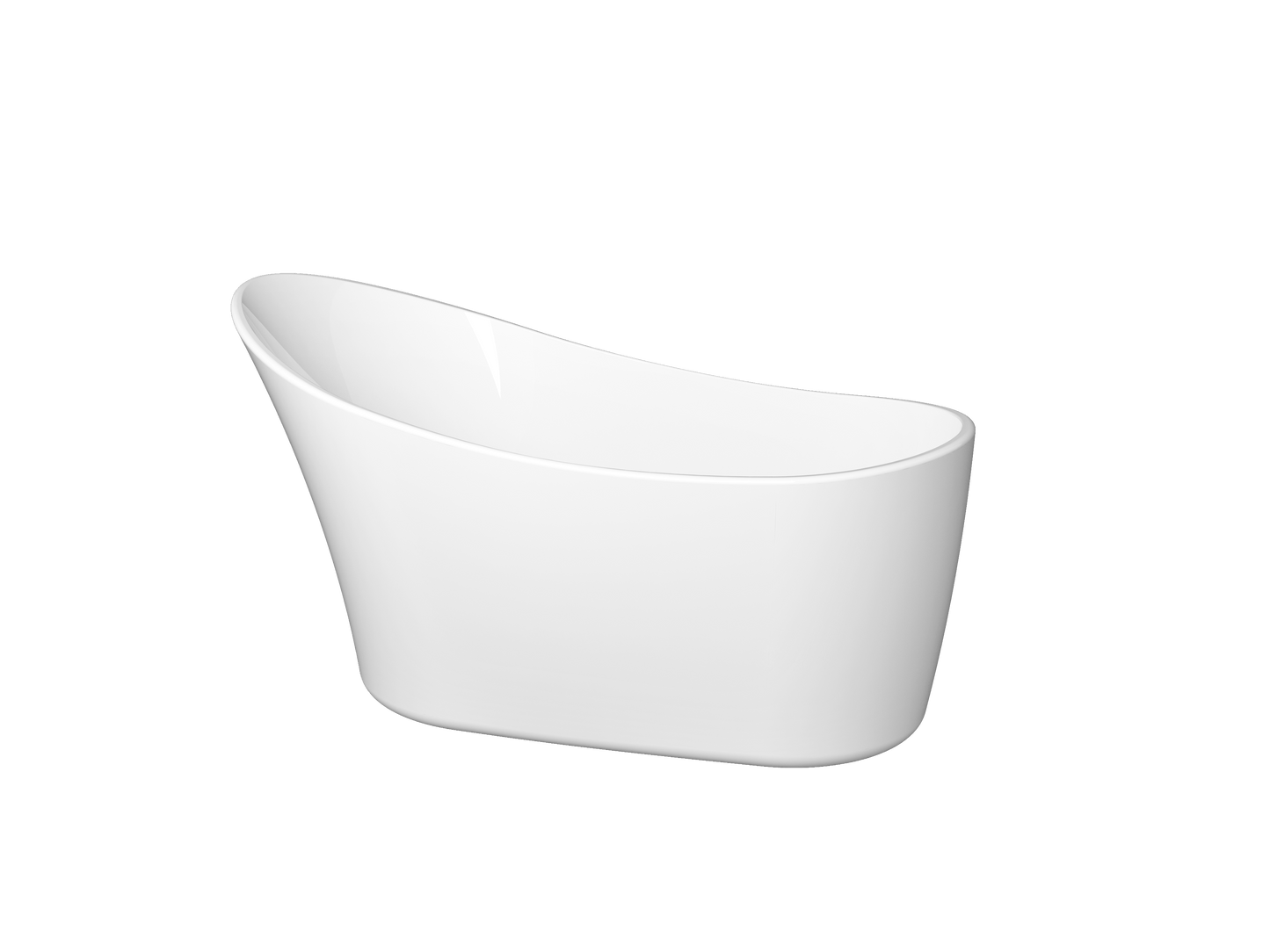 Zitta Kanwa Free Standing White Tub 55.5" x 26" x 30.75" Chrome Overflow and Waste - Renoz