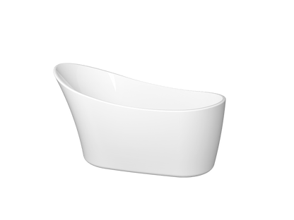 Zitta Kanwa Free Standing White Tub 55.5" x 26" x 30.75" Chrome Overflow and Waste - Renoz