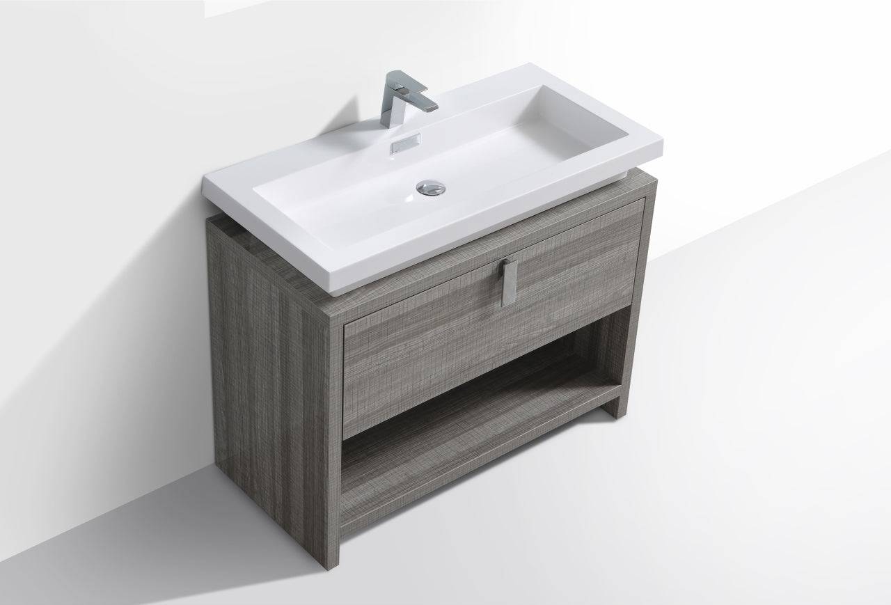 Kube Bath Levi 40" Floor Mount Single Sink Bathroom Vanity With 2 Doors and Cubby Hole - Renoz