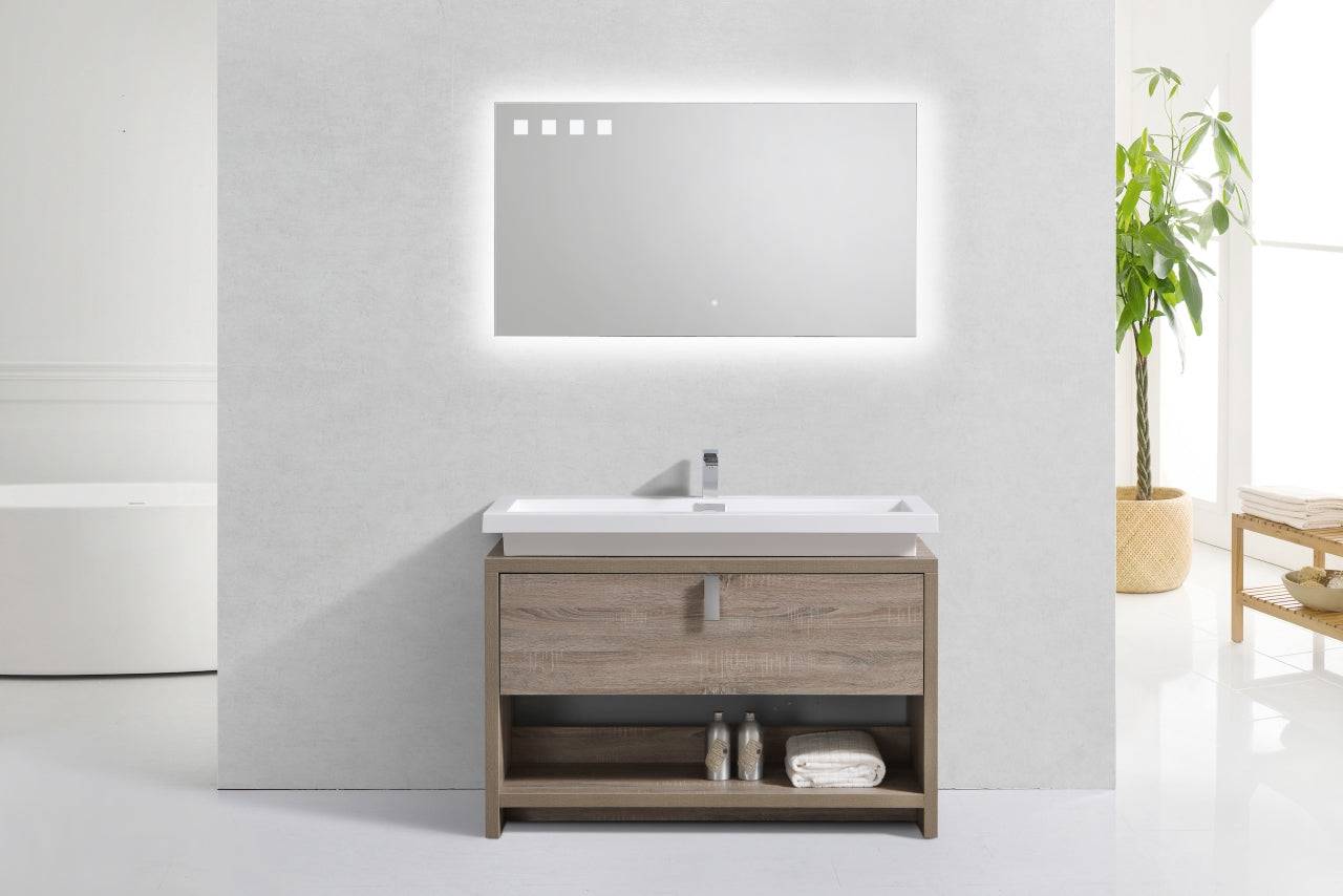 Kube Bath Levi 48" Floor Mount Modern Single Sink Bathroom Vanity With Cubby Hole L1200 - Renoz