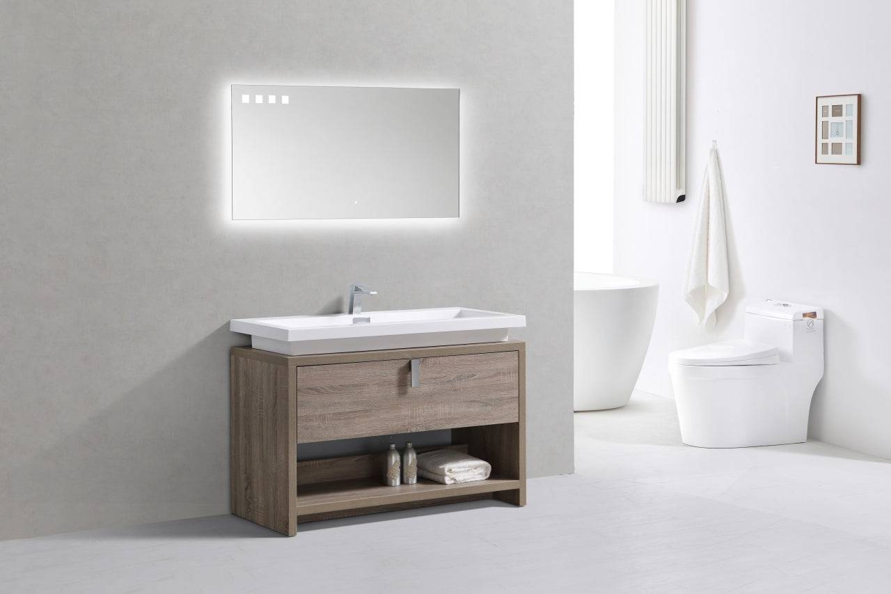 Kube Bath Levi 48" Floor Mount Modern Single Sink Bathroom Vanity With Cubby Hole L1200 - Renoz