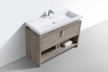 Kube Bath Levi 48" Floor Mount Modern Single Sink Bathroom Vanity With Cubby Hole L1200 - Renoz