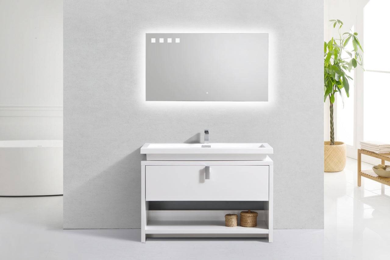 Kube Bath Levi 48" Floor Mount Modern Single Sink Bathroom Vanity With Cubby Hole L1200 - Renoz