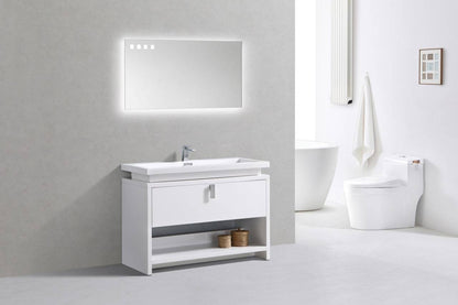 Kube Bath Levi 48" Floor Mount Modern Single Sink Bathroom Vanity With Cubby Hole L1200 - Renoz