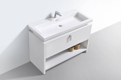 Kube Bath Levi 48" Floor Mount Modern Single Sink Bathroom Vanity With Cubby Hole L1200 - Renoz