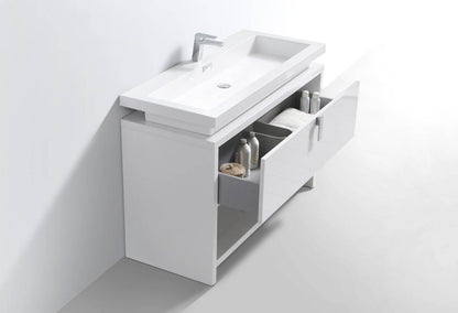 Kube Bath Levi 48" Floor Mount Modern Single Sink Bathroom Vanity With Cubby Hole L1200 - Renoz