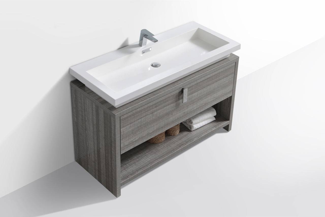 Kube Bath Levi 48" Floor Mount Modern Single Sink Bathroom Vanity With Cubby Hole L1200 - Renoz