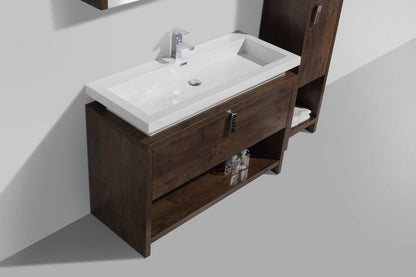 Kube Bath Levi 48" Floor Mount Modern Single Sink Bathroom Vanity With Cubby Hole L1200 - Renoz