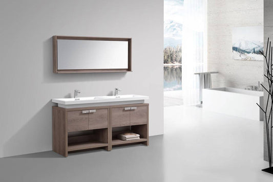 Kube Bath Levi 63" Floor Mount Double Sink Bathroom Vanity With 4 Doors and Double Cubby Hole - Renoz