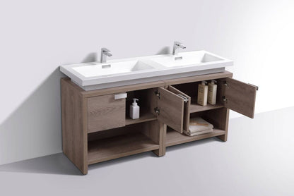 Kube Bath Levi 63" Floor Mount Double Sink Bathroom Vanity With 4 Doors and Double Cubby Hole - Renoz