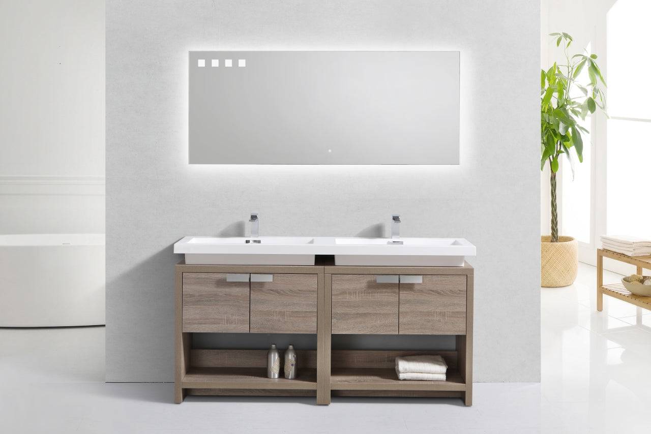 Kube Bath Levi 63" Floor Mount Double Sink Bathroom Vanity With 4 Doors and Double Cubby Hole - Renoz