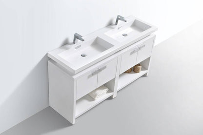 Kube Bath Levi 63" Floor Mount Double Sink Bathroom Vanity With 4 Doors and Double Cubby Hole - Renoz