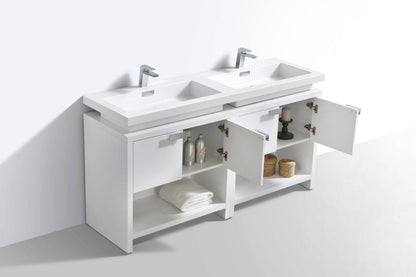 Kube Bath Levi 63" Floor Mount Double Sink Bathroom Vanity With 4 Doors and Double Cubby Hole - Renoz