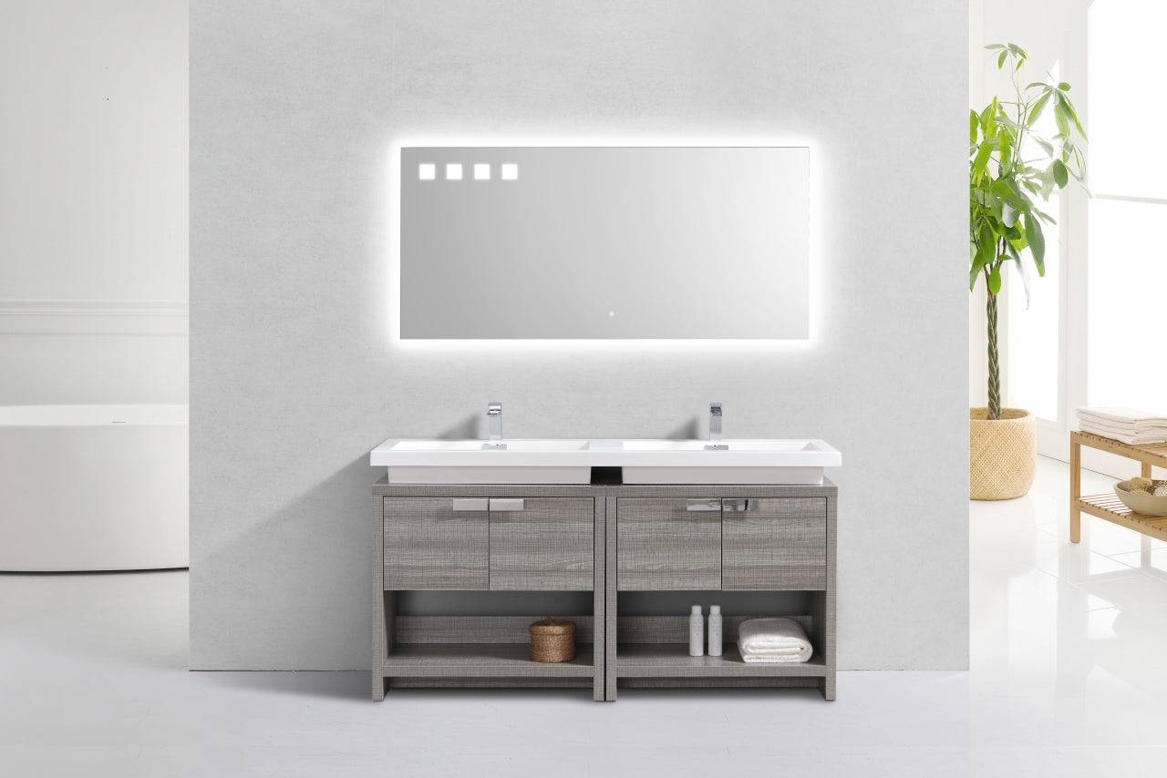 Kube Bath Levi 63" Floor Mount Double Sink Bathroom Vanity With 4 Doors and Double Cubby Hole - Renoz