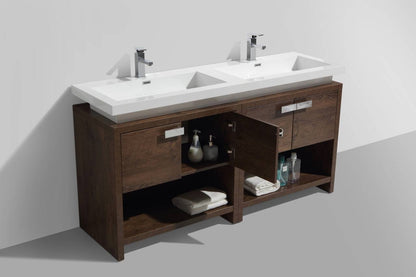 Kube Bath Levi 63" Floor Mount Double Sink Bathroom Vanity With 4 Doors and Double Cubby Hole - Renoz