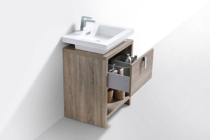 Kube Bath Levi 24" Floor Mount Single Sink Single Drawer Bathroom Vanity With Cubby Hole - Renoz