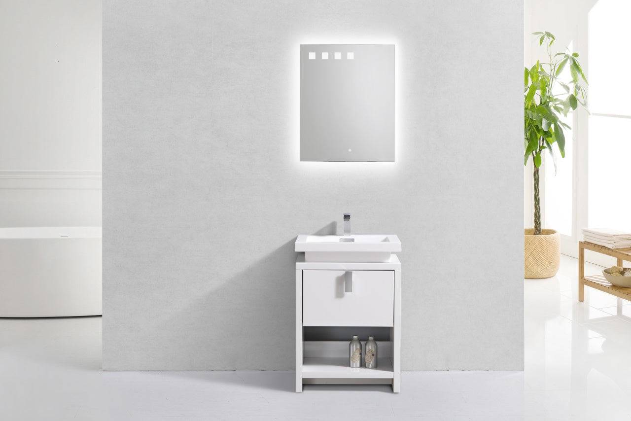 Kube Bath Levi 24" Floor Mount Single Sink Single Drawer Bathroom Vanity With Cubby Hole - Renoz