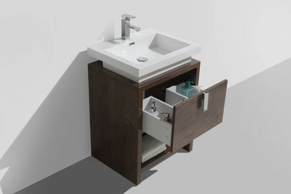 Kube Bath Levi 24" Floor Mount Single Sink Single Drawer Bathroom Vanity With Cubby Hole - Renoz