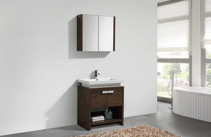 Kube Bath Meuble-lavabo de salle de bain moderne en bois de rose 30 po Levi avec compartiment de rangement