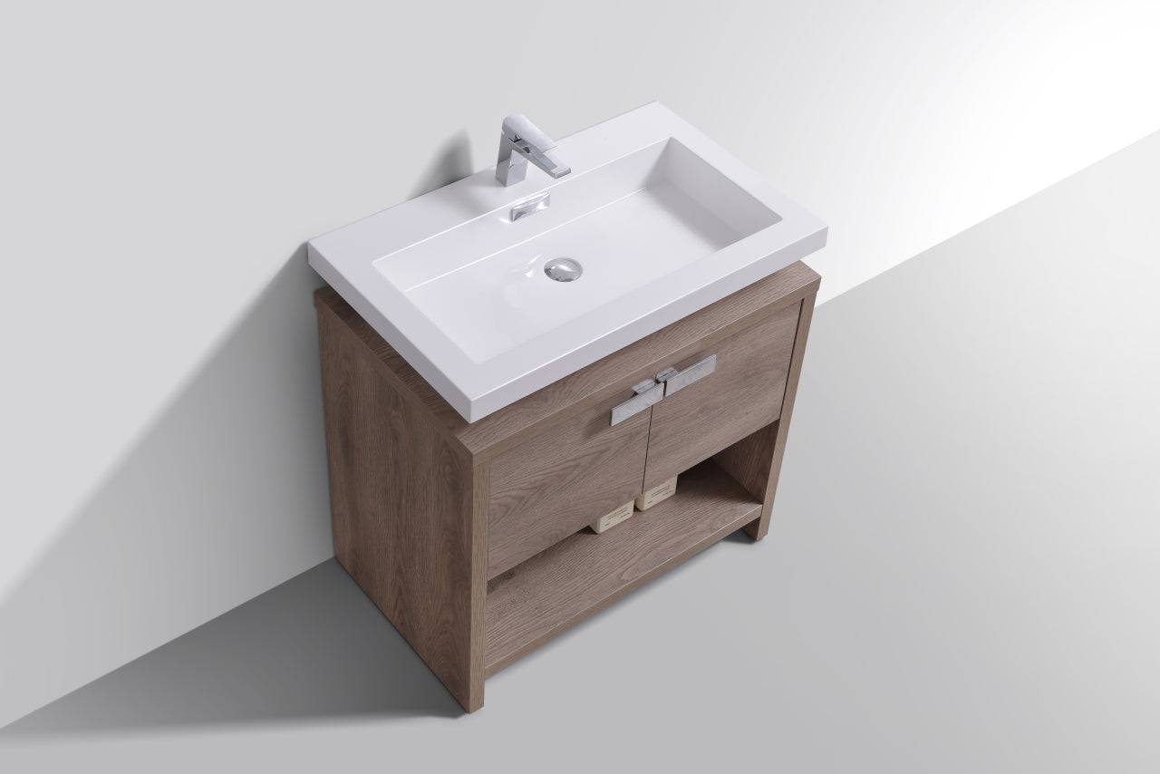 Kube Bath Levi 32" Floor Mount Single Sink Bathroom Vanity With 2 Doors and Cubby Hole - Renoz