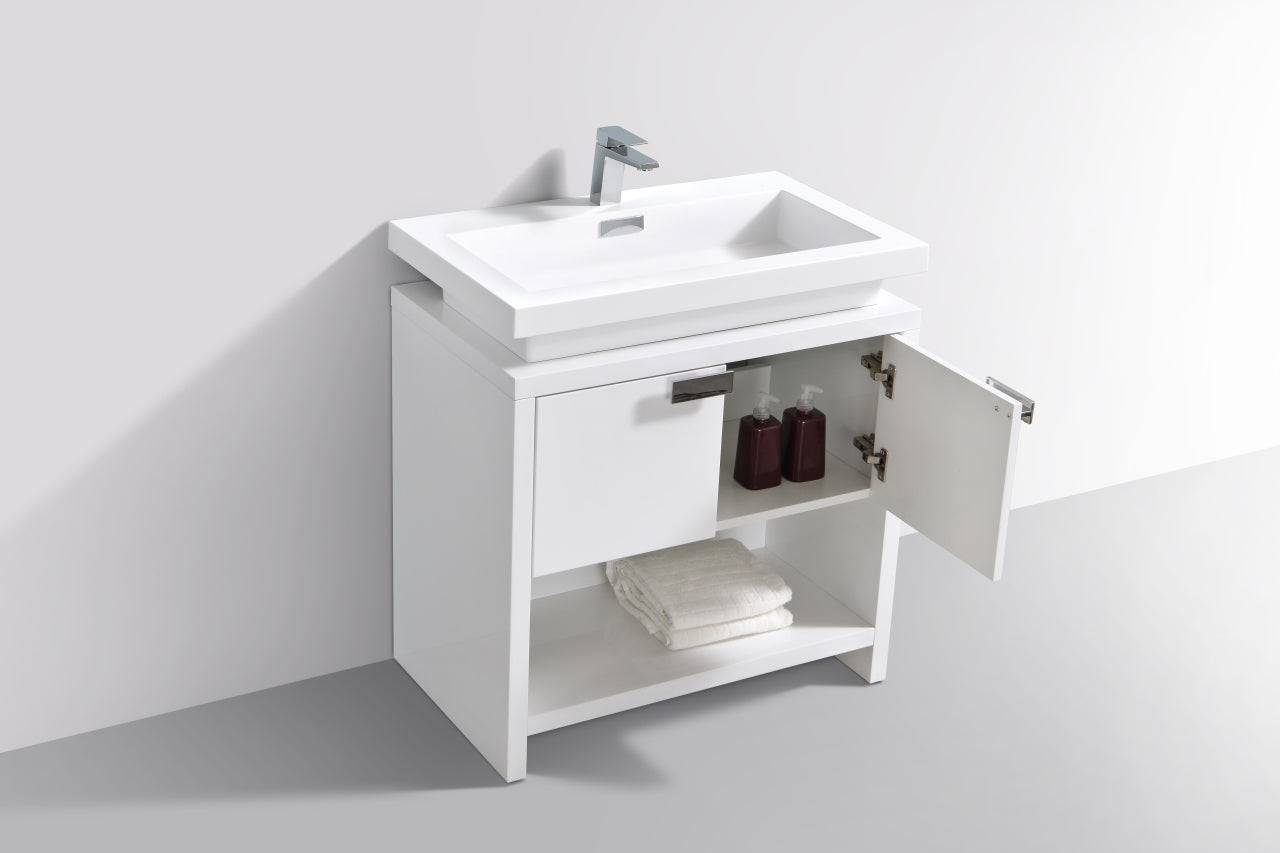 Kube Bath Levi 32" Floor Mount Single Sink Bathroom Vanity With 2 Doors and Cubby Hole - Renoz