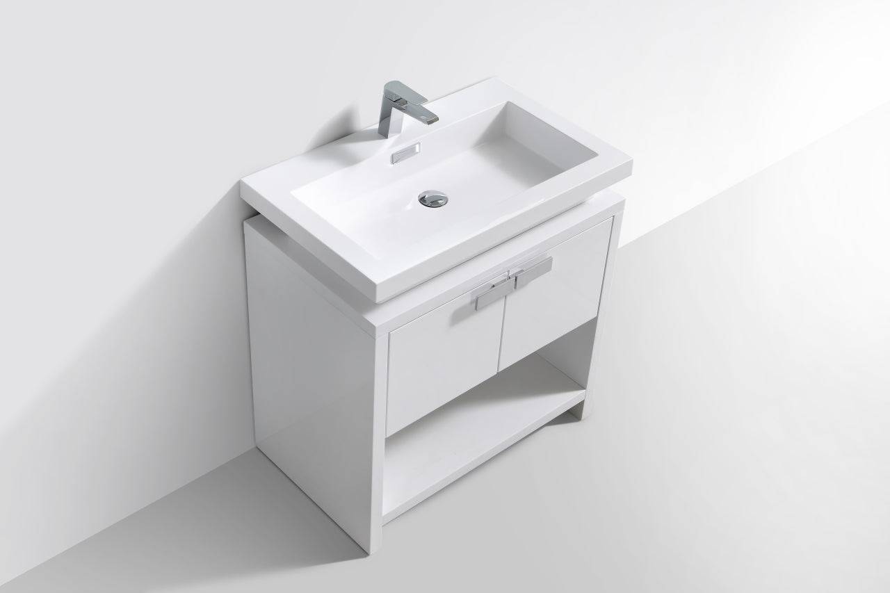 Kube Bath Levi 32" Floor Mount Single Sink Bathroom Vanity With 2 Doors and Cubby Hole - Renoz