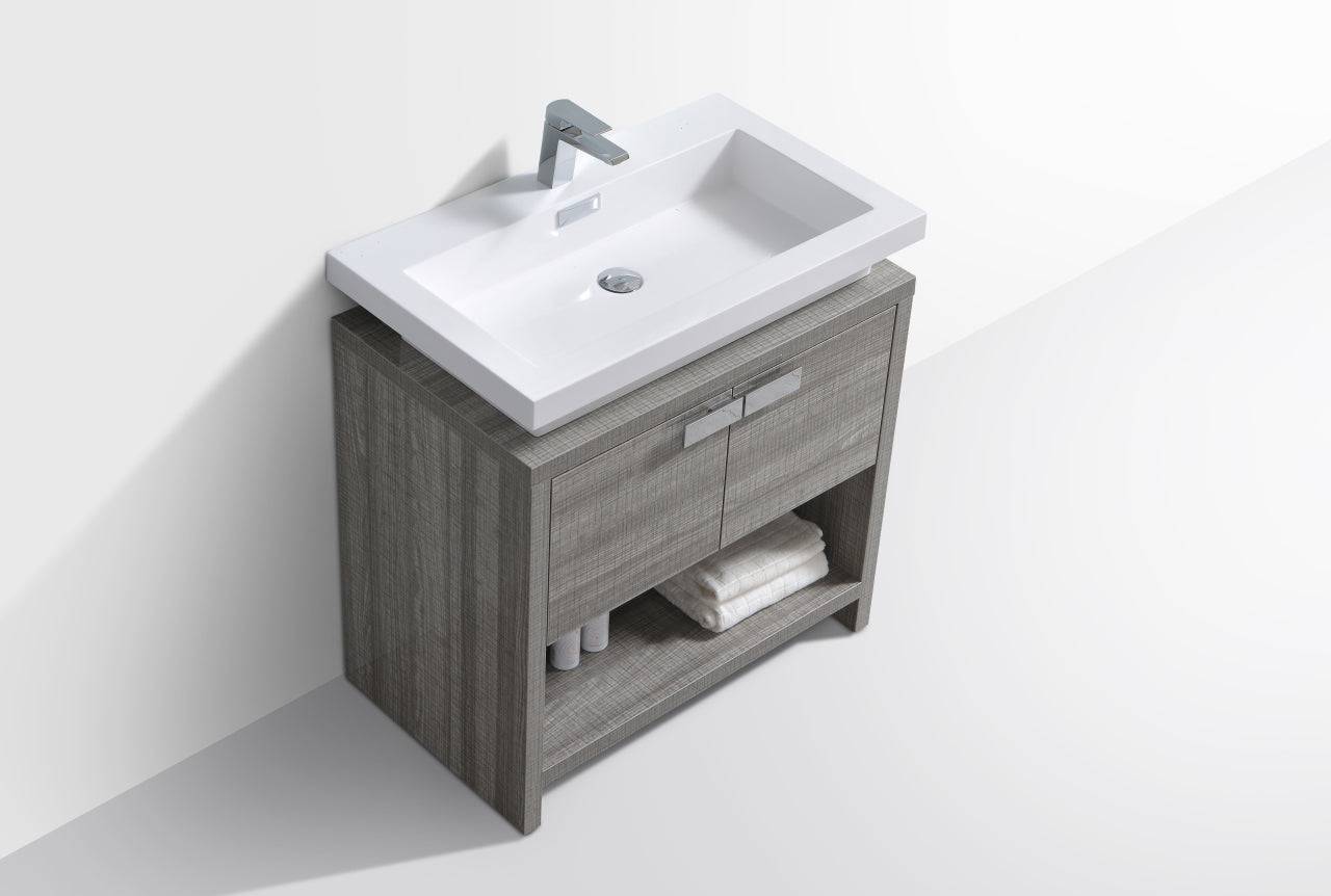 Kube Bath Levi 32" Floor Mount Single Sink Bathroom Vanity With 2 Doors and Cubby Hole - Renoz