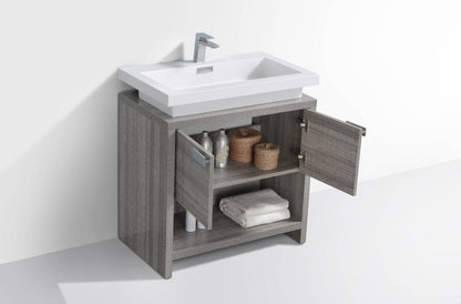 Kube Bath Levi 32" Floor Mount Single Sink Bathroom Vanity With 2 Doors and Cubby Hole - Renoz