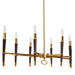 Dainolite 8 Light Incandescent Horizontal Chandelier, Vintage Bronze Finish, Black Shade - Renoz