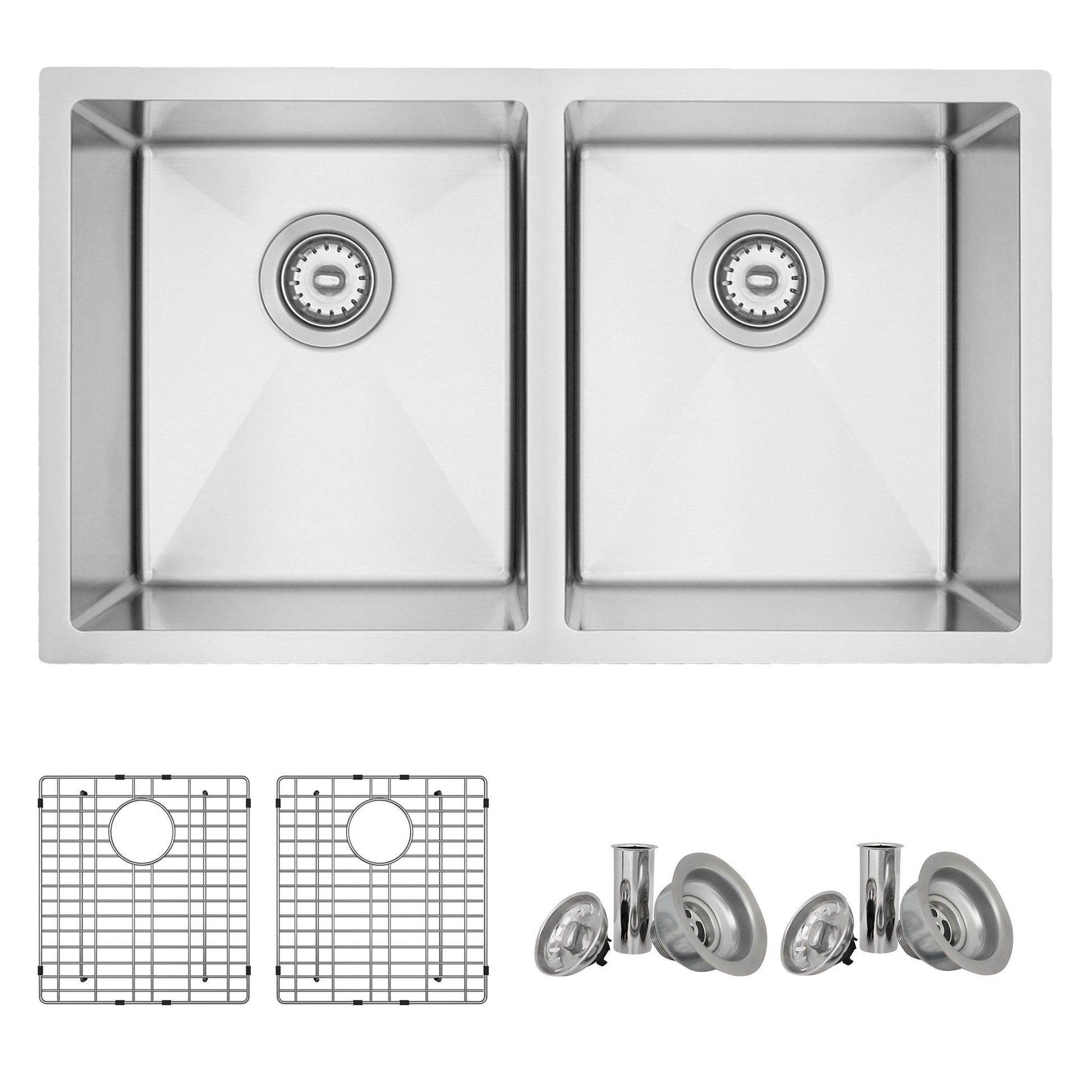 Stylish Toledo  31" Double Bowl Undermount Stainless Steel Kitchen Sink (S-410G) - Renoz