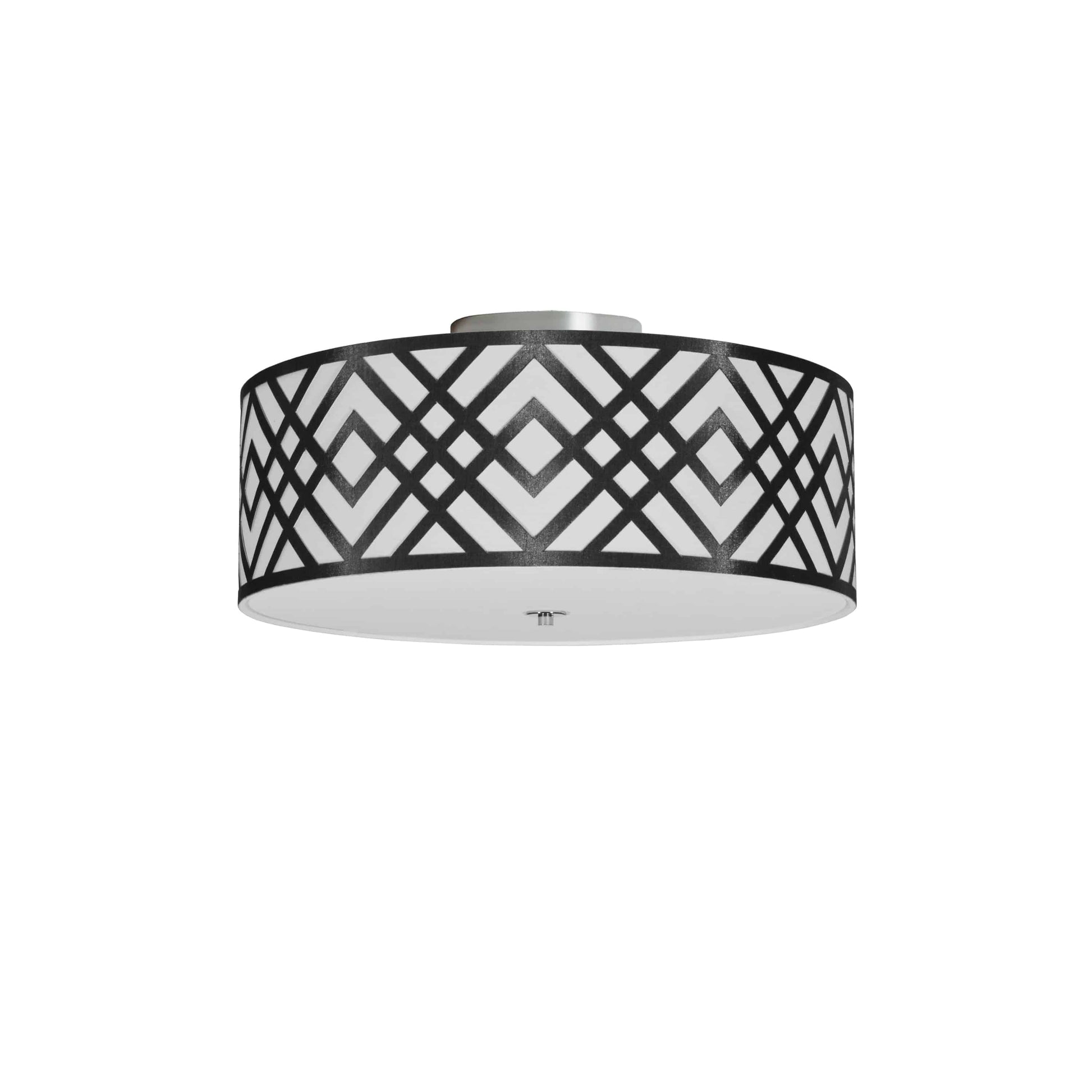 Dainolite 3 Light Flush Mount, Polished Chrome Finish, Black/White Shade - Renoz