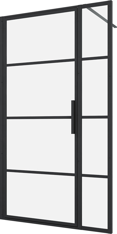 Zitta Materia 54" Pivot Shower Door Alcove Black Clear and Black Frame