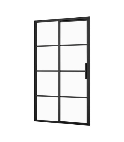 Zitta Mecanex 48" Straight Sliding Alcove Shower Door Black Clear LEFT - Renoz