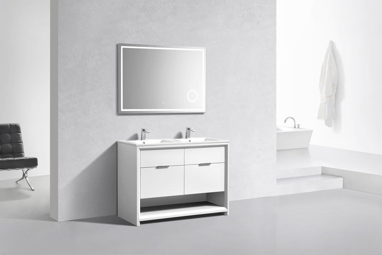 Vanité de salle de bain moderne Nudo à double lavabo Kube Bath 48″