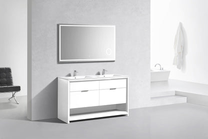 Vanité de salle de bain moderne à double lavabo Kube Bath Nudo 60″