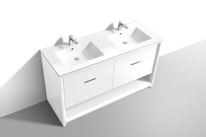 Vanité de salle de bain moderne à double lavabo Kube Bath Nudo 60″