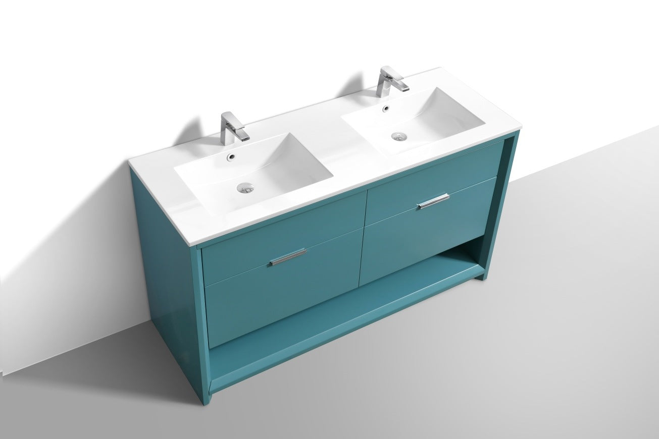 Vanité de salle de bain moderne à double lavabo Kube Bath Nudo 60″