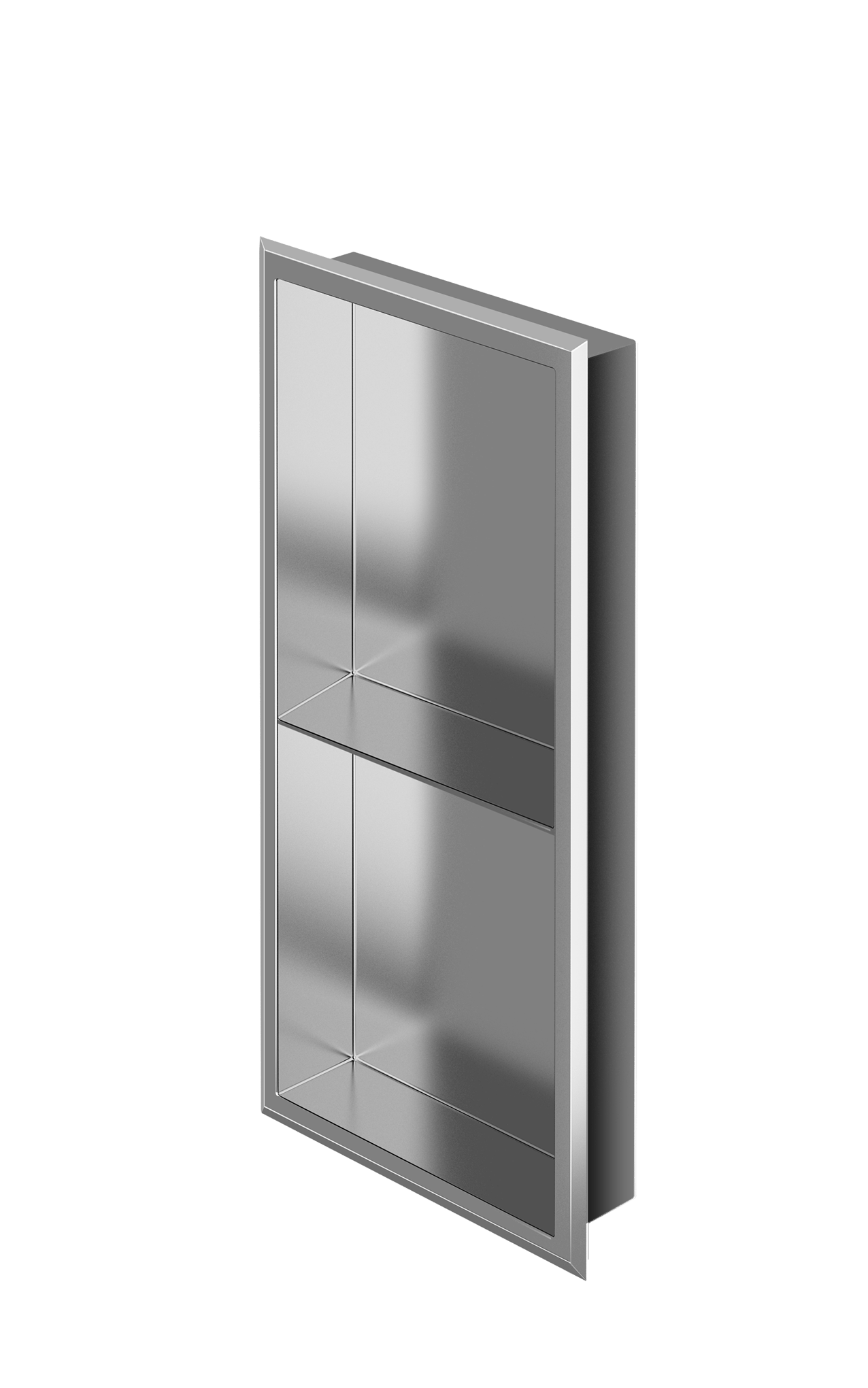 Zitta Stainless Steel Polished Niche 24" x 12" x 3" (610mm X 305mm X 76mm) With 1 Shelf - Renoz