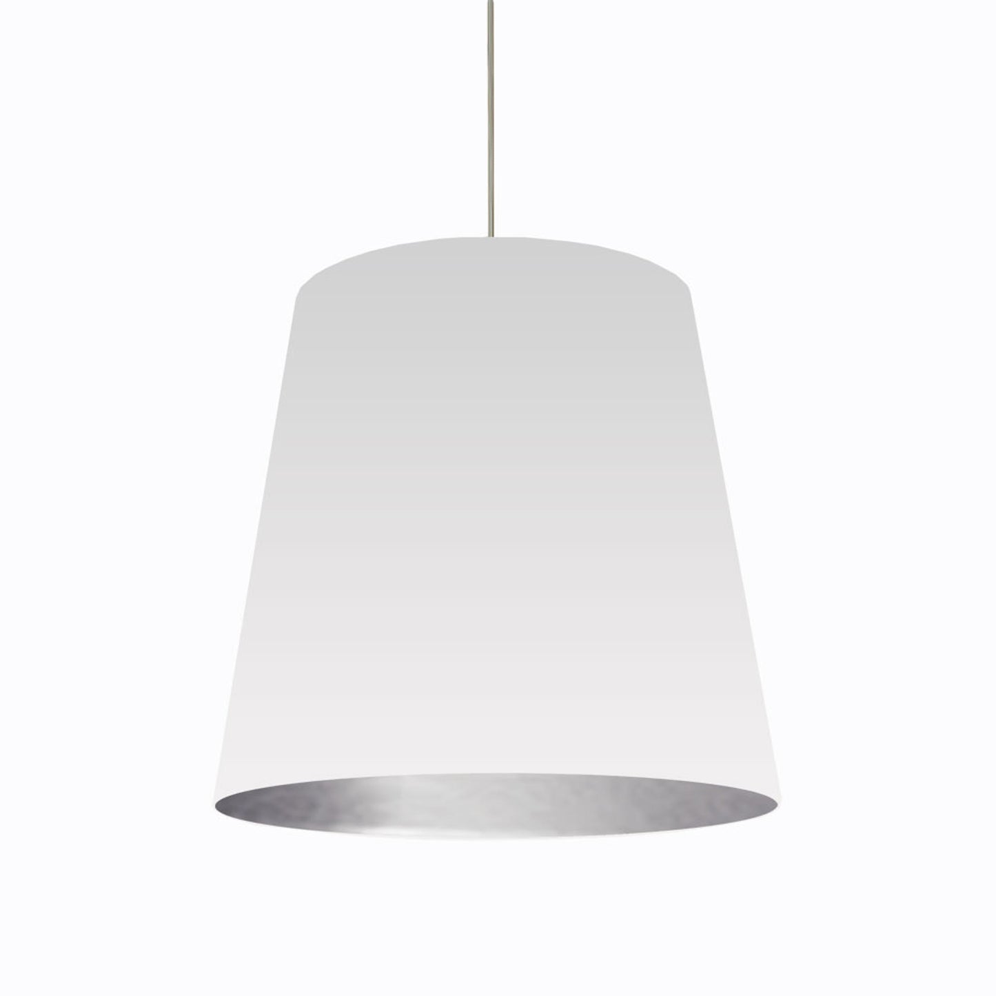 Dainolite Large 1 Light Tapered Drum Pendant with White on Silver Shade - Renoz