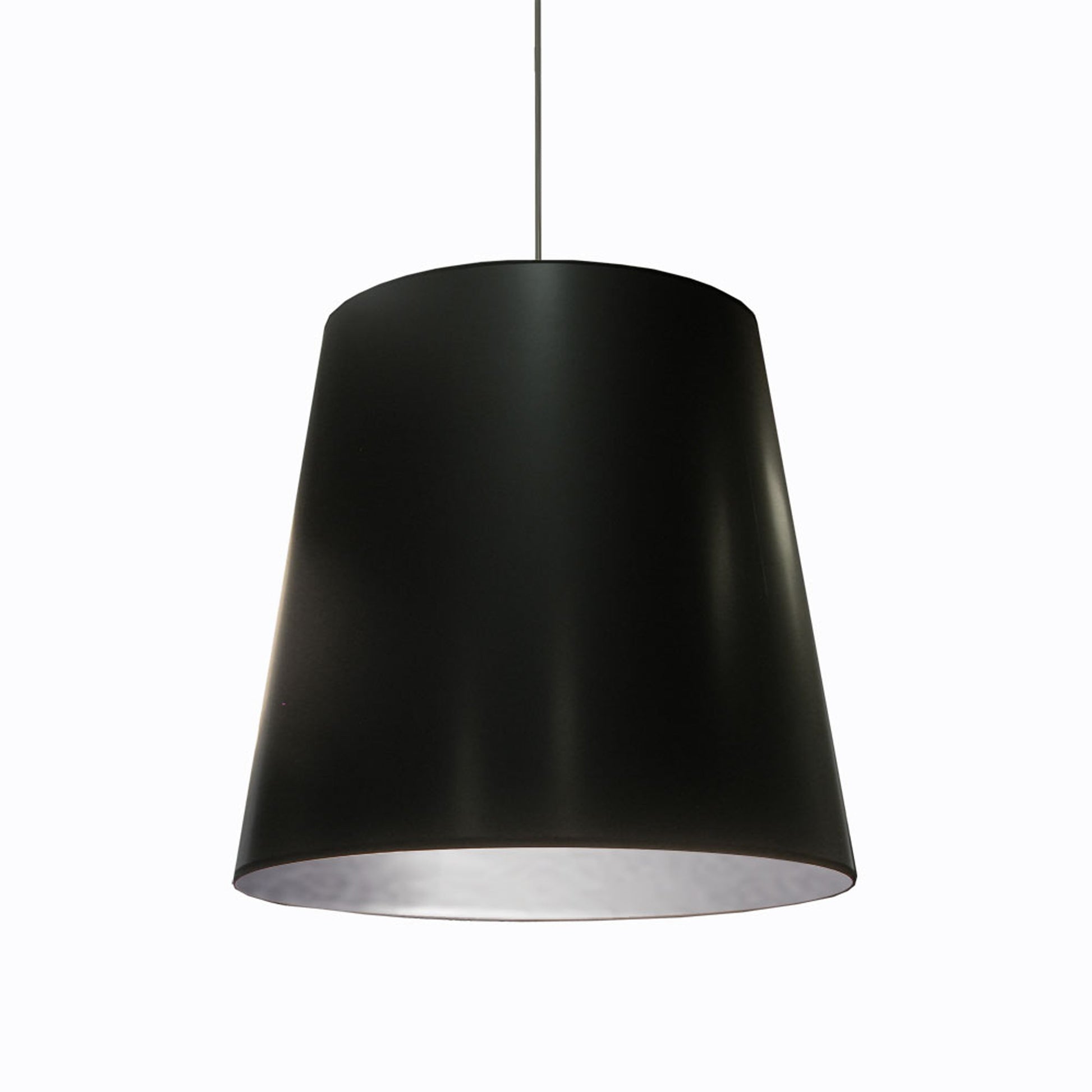 Dainolite Large 1 Light Tapered Drum Pendant with Black on Silver Shade - Renoz