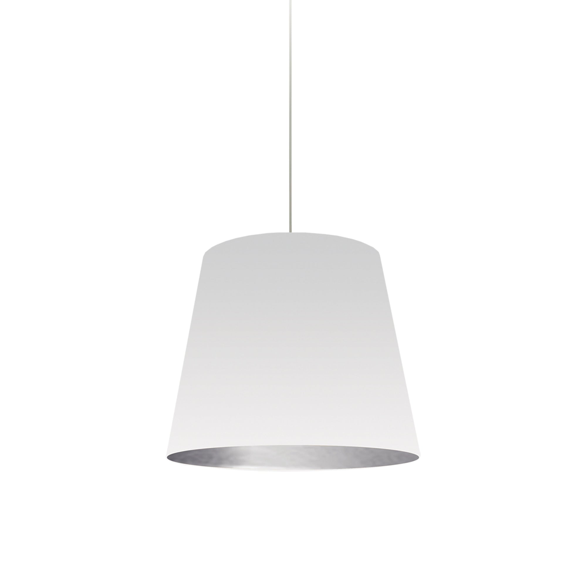 Dainolite 1 Light Tapered Drum Pendant with White Exterior on Silver Shade - Renoz