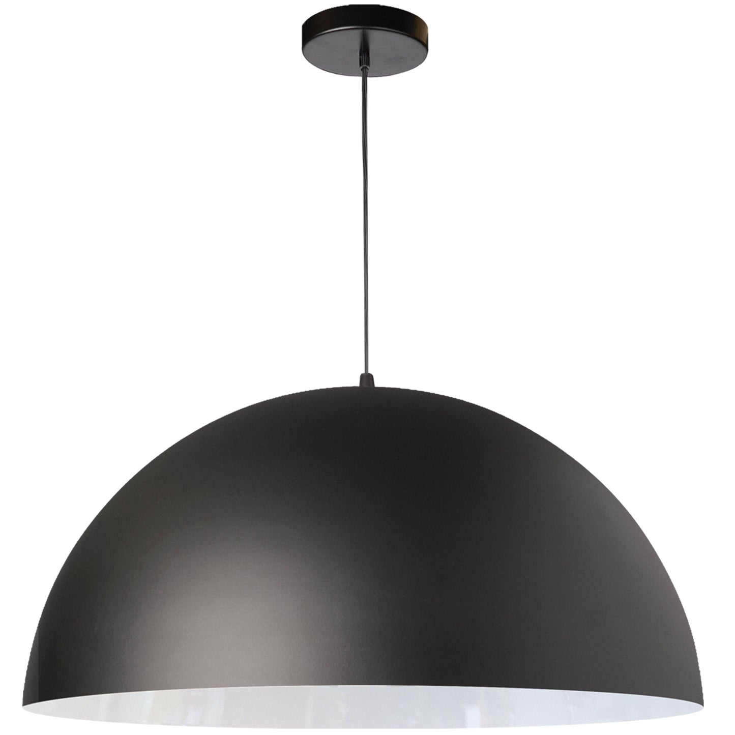 Dainolite 1 Light Incandescent Large Dome Pendant, Matte Black - Renoz